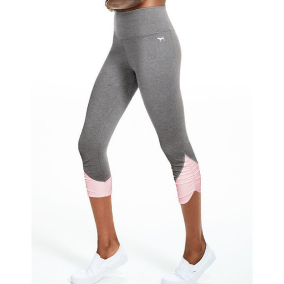 Victoria's Secret PINK Logo Sweatshirt Top Shirt Gray Leggings Pants Set - Picture 2 of 8